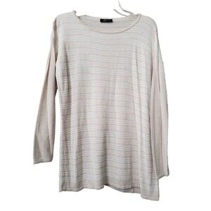 Cyrus Knits Rayon Textured Lightweight Beige Pullover Sweater Tunic Size Large